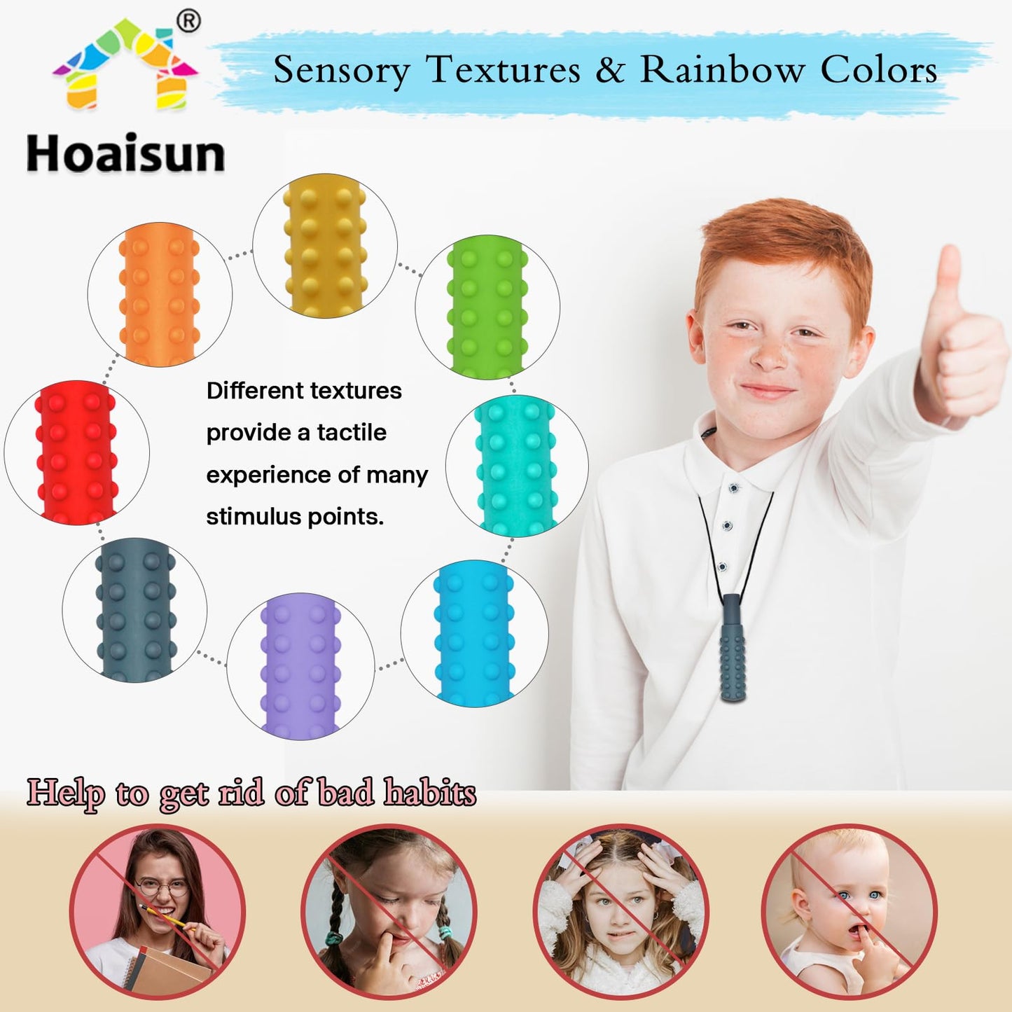 Sensory Chew Necklaces for Boys and Girls, 8 Pack Chew Necklace for Sensory Kids with Autism, ADHD, SPD, Biting, Silicone Chew Necklace Sensory Oral Chew Toys for Adults Reduce Chewing Anxiety Fidget