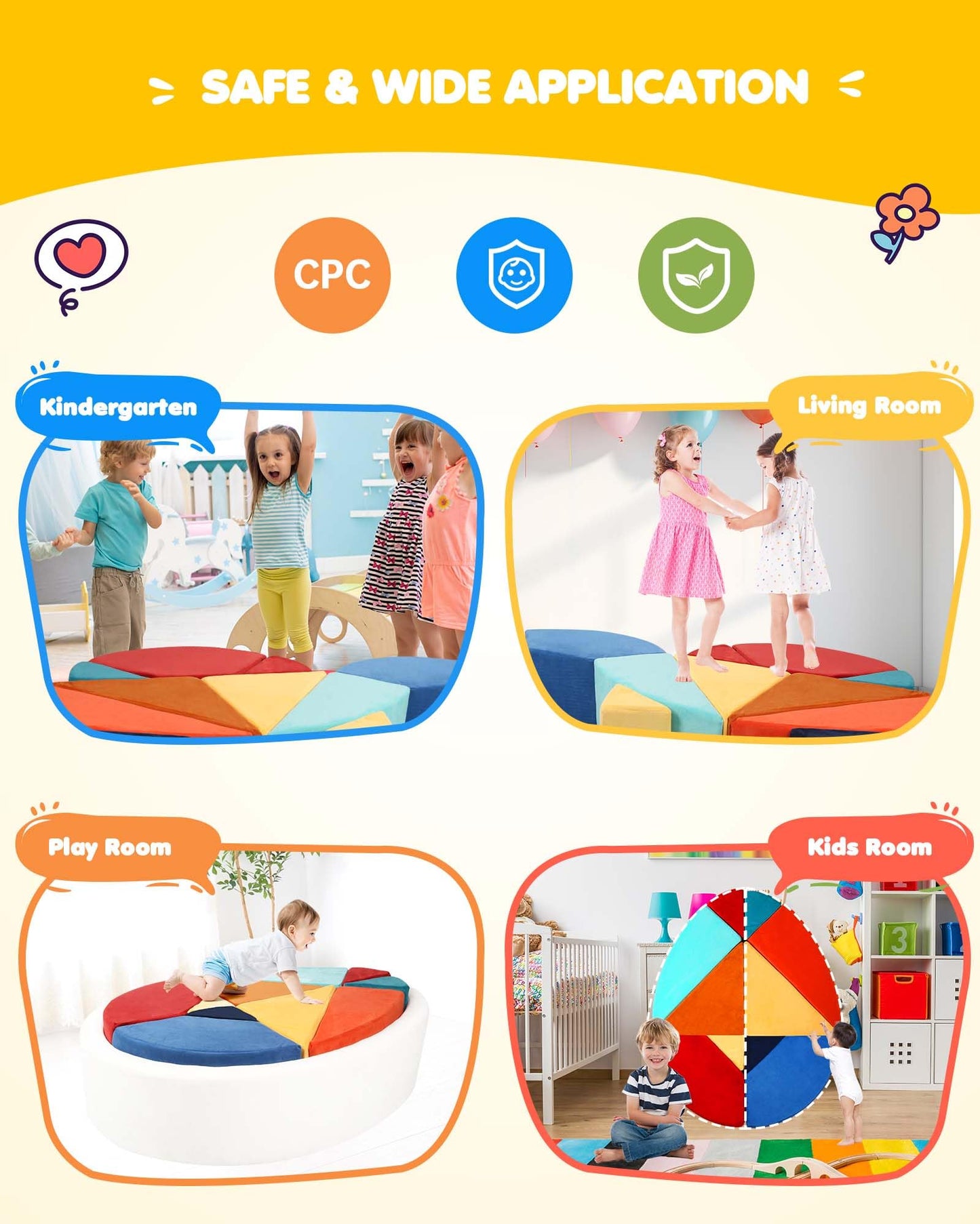 Heypappy Kids Play Couch, 2-in-1 Egg-Shape Kid Play Sofa with Unique Ball Pit(no Balls Included), Tangram Puzzle Plays Couch for Playroom, Modular Play Couchs for Inspiring Creativity, Samba