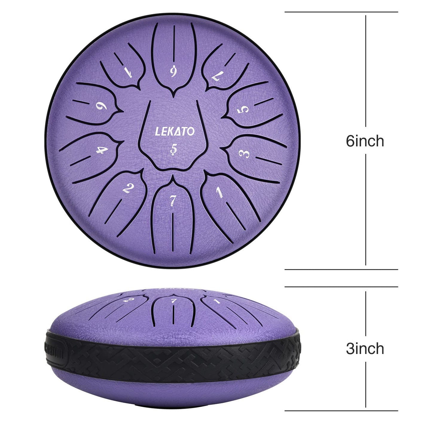 LEKATO Steel Tongue Drum 6 Inch 11 Note, D Key Handpan Rain Drum for Outside Garden Sound Healing, Steel Alloy Ethereal BalmyDrum with Storage Bag, Percussion Instrument Gift for Beginner, Purple