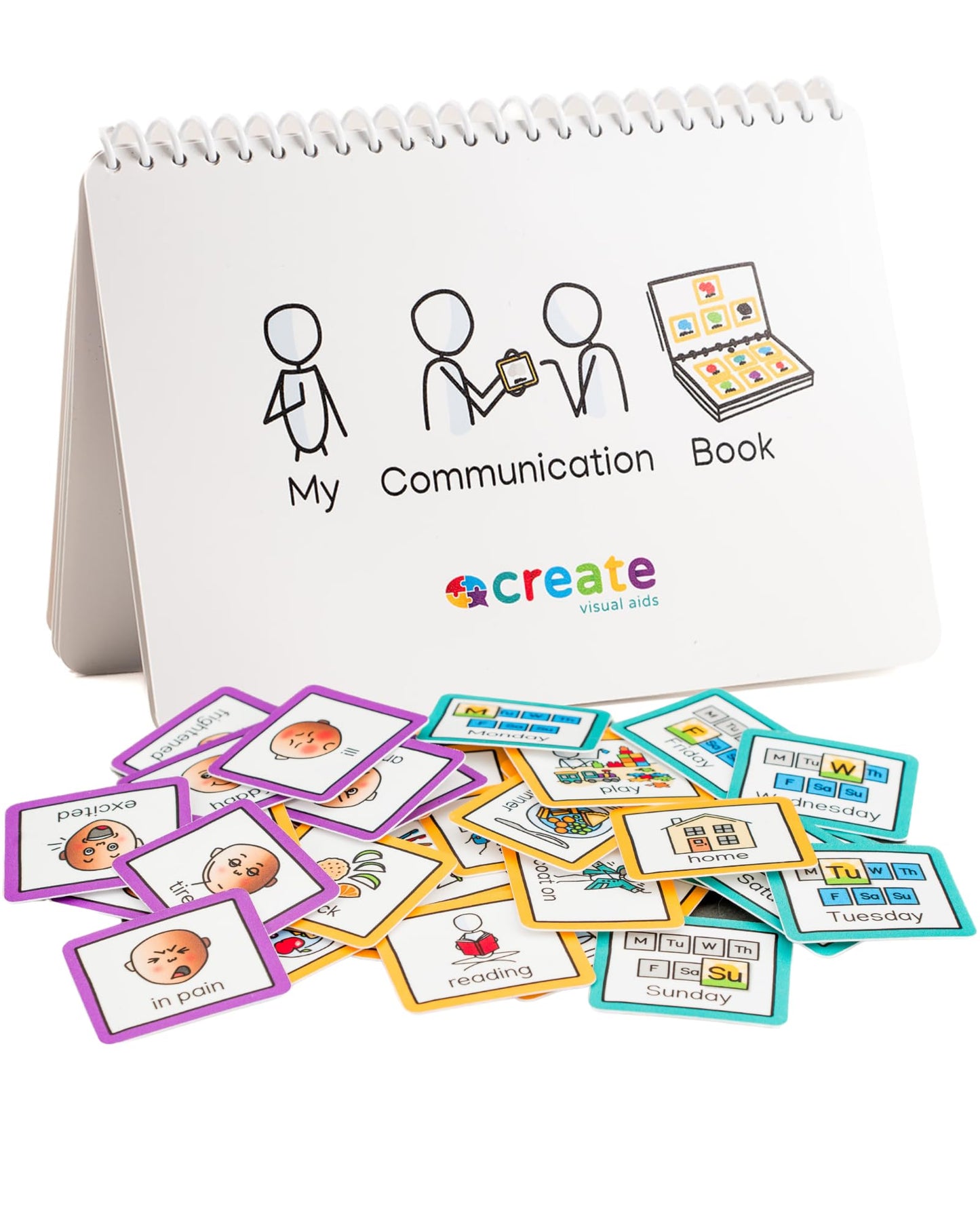 Communication Book with 6 visual communication resources and 34 removable pecs cards visual symbols to support communication, routine and transition - Suitable for autism, adhd (Children)