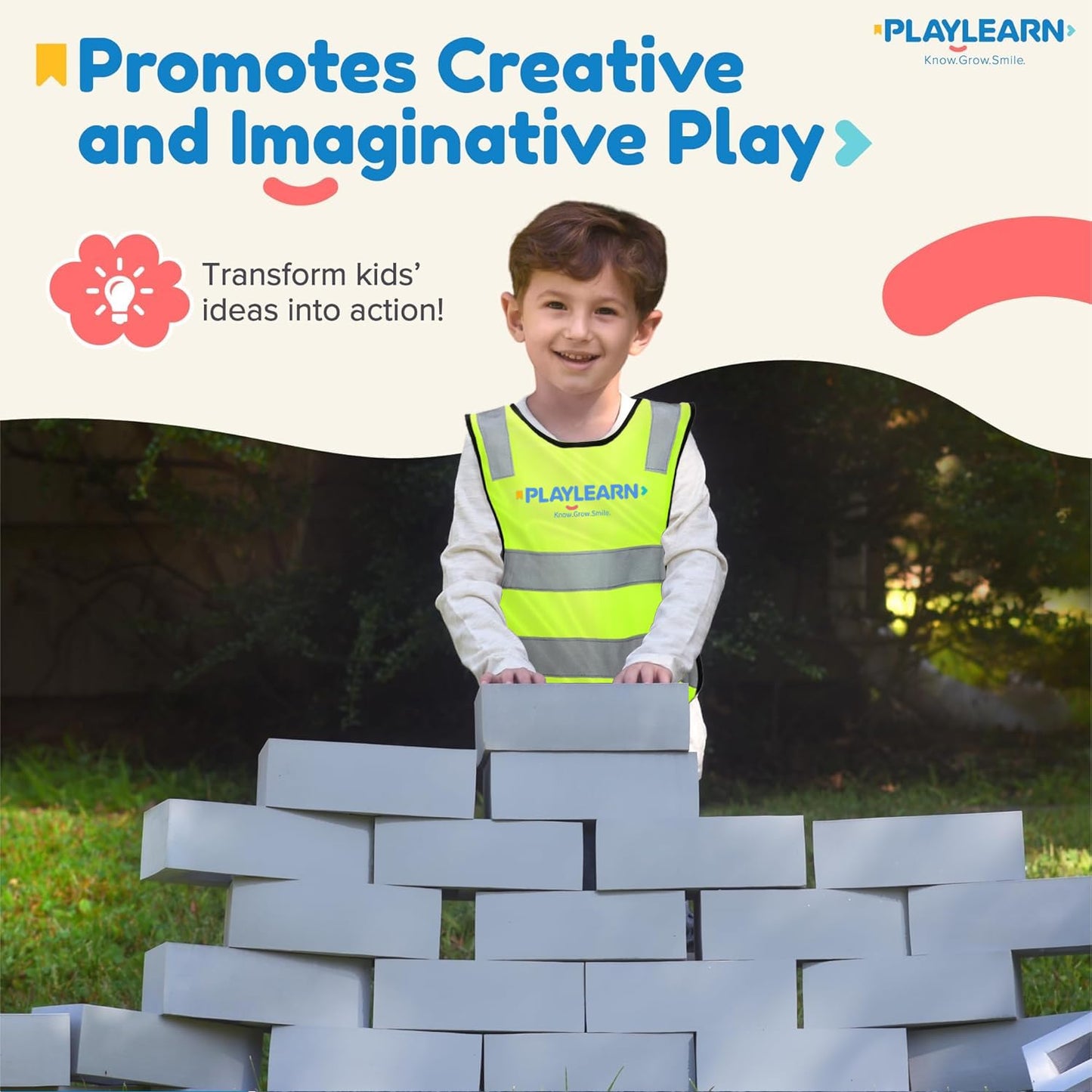 Playlearn Life Size Foam Breeze Block/Brick Construction Building Blocks Toy Role Play
