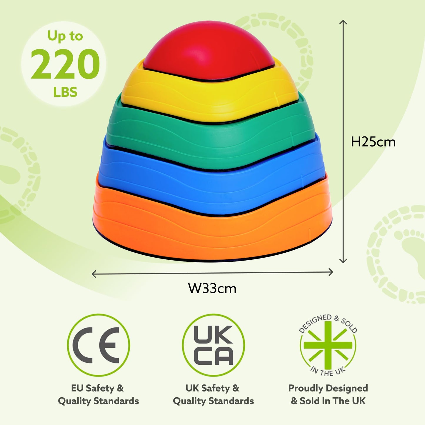 Tippi Sensory Stepping Stones for Kids - 5 Stackable Pieces With Sensory Textured Surfaces - Outdoor Play Equipment For Toddlers - Balance Toys For Children Age 18 Months +