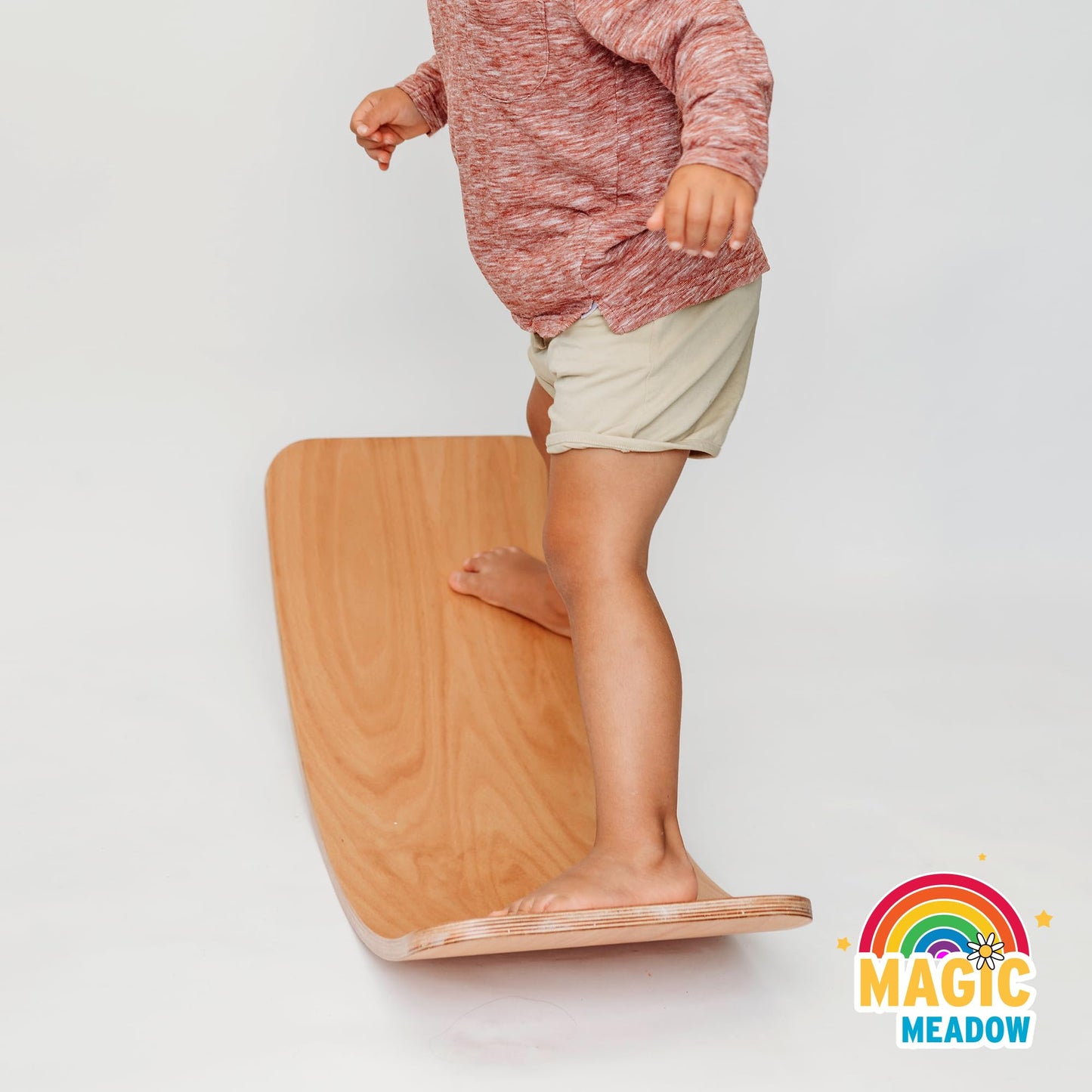 MagicMeadow Wooden Sensory Balance Board for Kids - Autism Sensory Equipment Baby Toy, Seesaw, Premium Natural Wooden Wobble Board