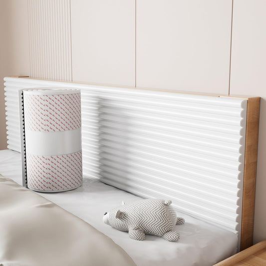 Padded Wall Panels Self-Adhesive, 3D Anti Collision Wall Padding for Kids Autism - DIY Peel and Stick on Headboard Panels for Bedroom, Tatami, Nursery, Decorative Wall Cushion(White,20x200cm)