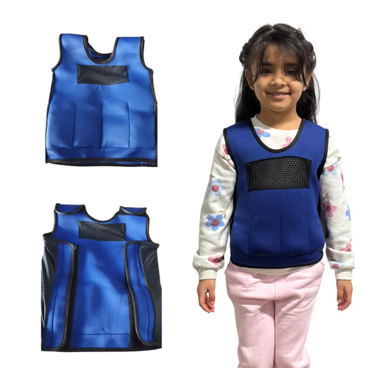 Sentire-Sensory UK – Blue Adjustable Weighted Vest – Compression Vest – For Kids Aged 5-9 (M)