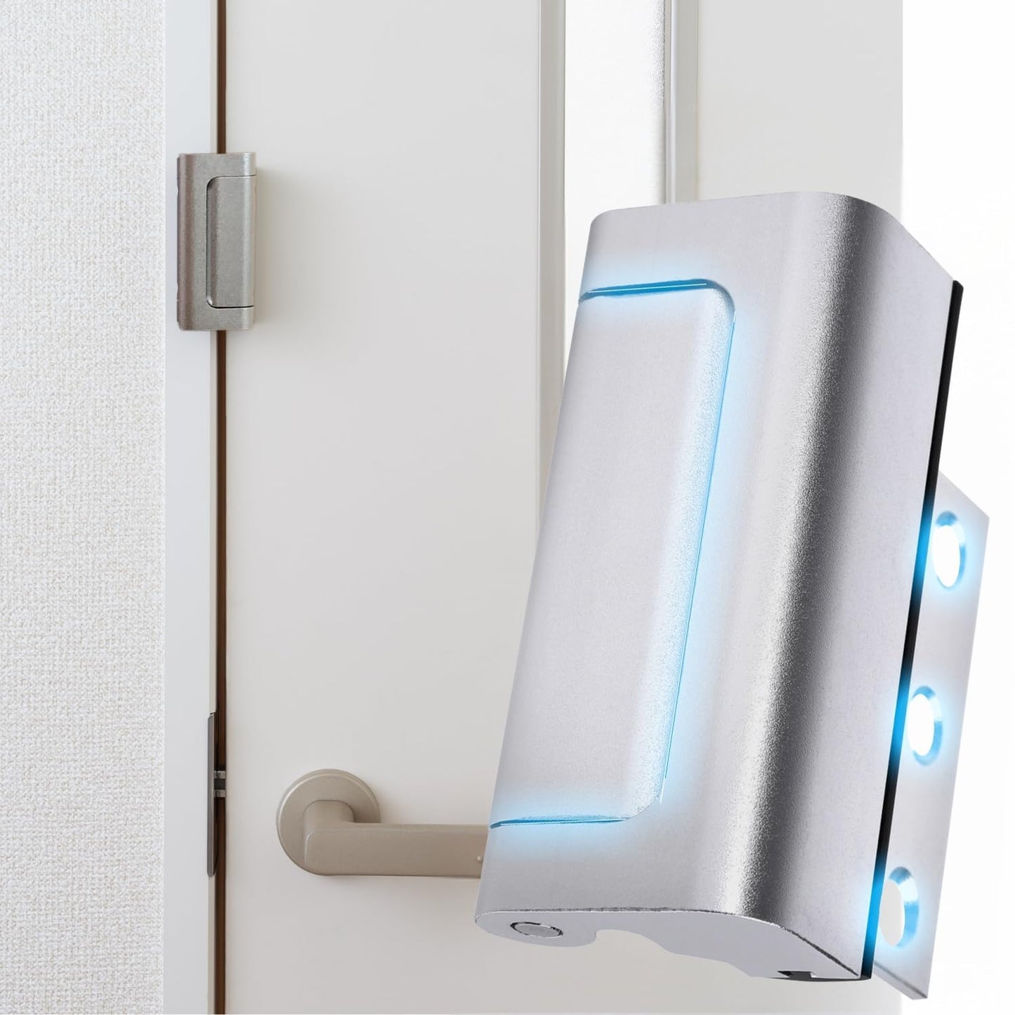 Reelz home Door Lock Without Drilling No Tools Needed Easy Installation with 3M Tape or Screws Child Safety Lock Easy to Lock and Unlock with One Hand Baby Proofing Bedroom Door Lock (Silver)