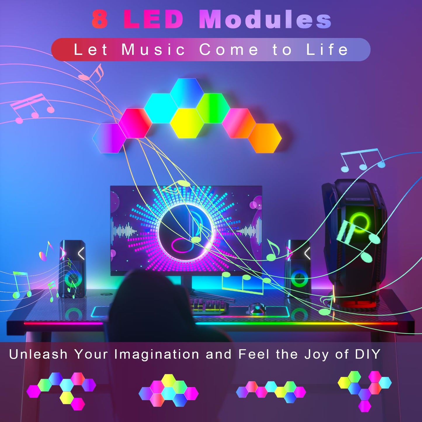 PUMPKINS Hexagon LED Lights, 12 Pack RGB Hex Light Panels, Smart Wall Gaming Panels Sync to Music for Room Bar Bedroom Home Decor Room, With App & Remote Control