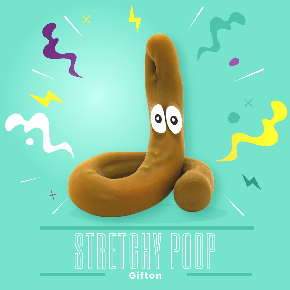 Gifton - Stretchy Poo Stress Relief Ball Fake Poop - Novelty Squishy Squeeze Sensory Fidget Toy - Gift for Boy Girl Teen Kids - Funny Birthday Present for Adults Men Women - Christmas Stocking Filler