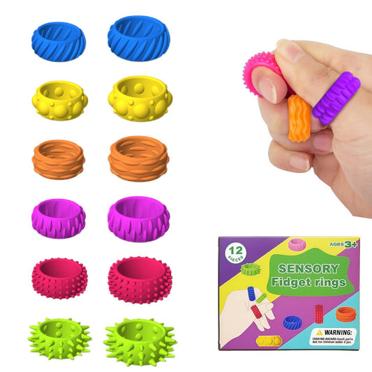 Daryunk 12pcs Fingertip Toys for Kids, Sensory Toys, Suitable for Autism and ADHD, Toys Anxiety Relief for Adults, 6 Styles and Colours
