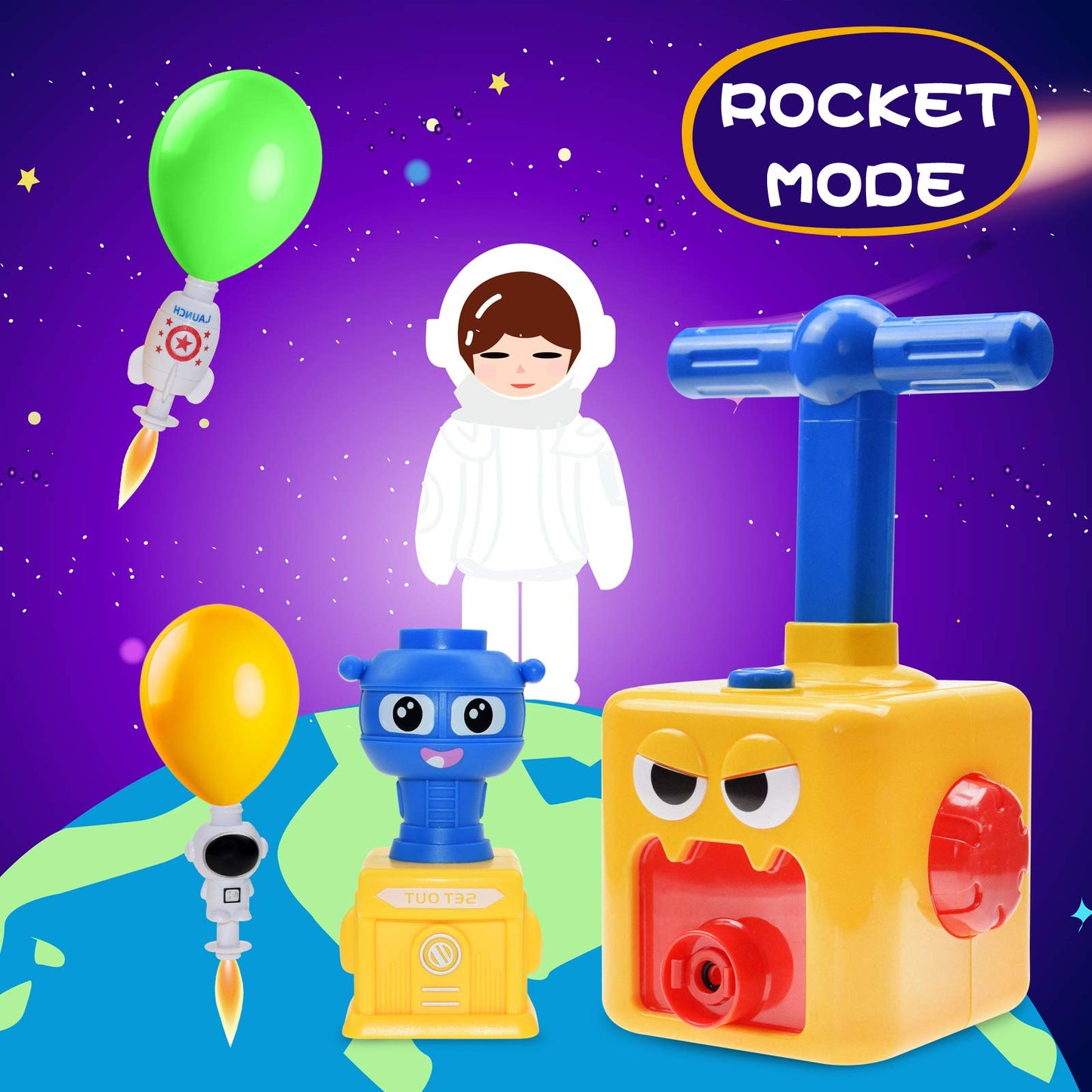 BAKAM Toddler Toys 3-4 for Boys Girls, Balloon Launcher & Powered Car Set, Pump Cars Racer Kit for Kids 3-5 (Monster)