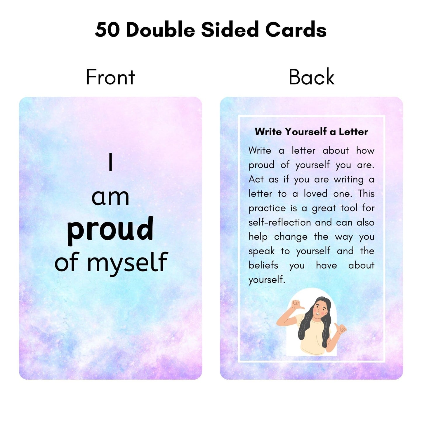 50 Positive Affirmation Cards with Wooden Stand - Daily Mindfulness, Gratitude & Inner Peace Practices | Self-Care & Inspirational Gifts for Women, Men (Includes 5 Blank Cards)