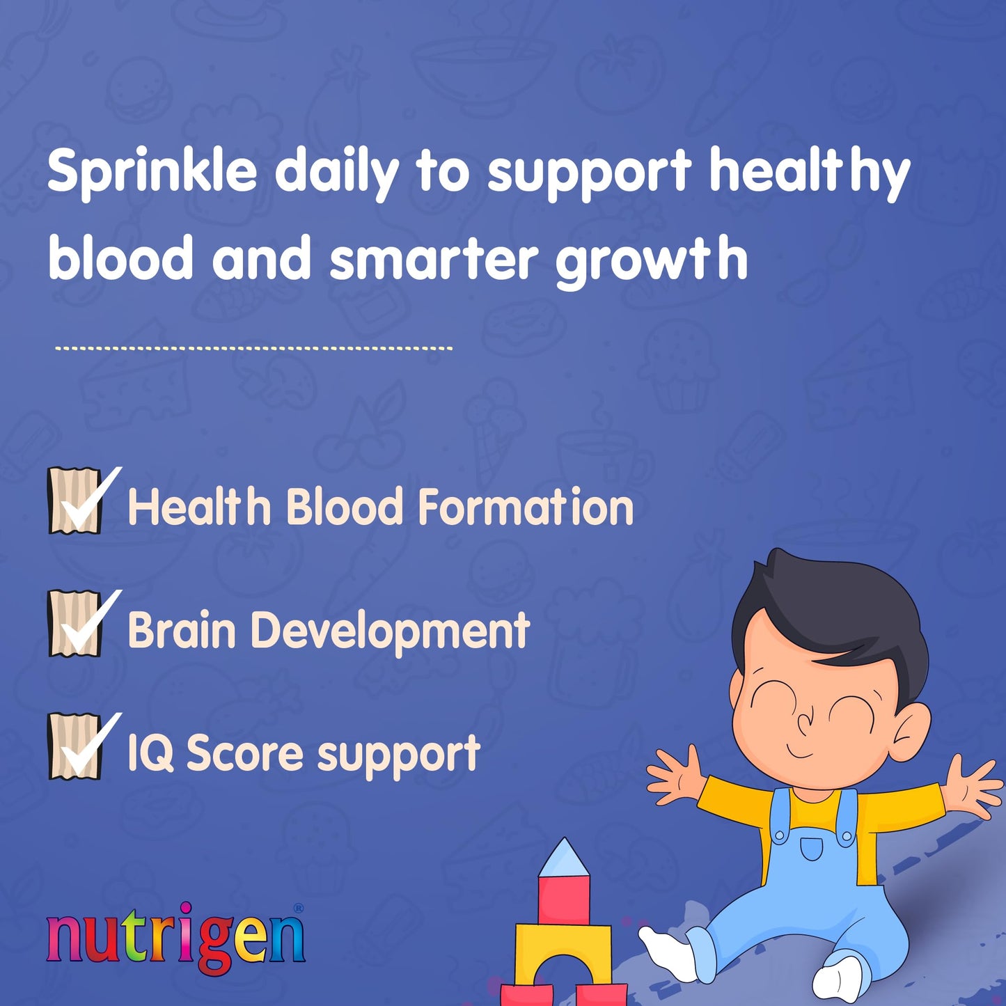 Nutrigen Ferromixin Sprinkles – Iron & Micronutrient Powder for Babies & Toddlers, 30 Sachets