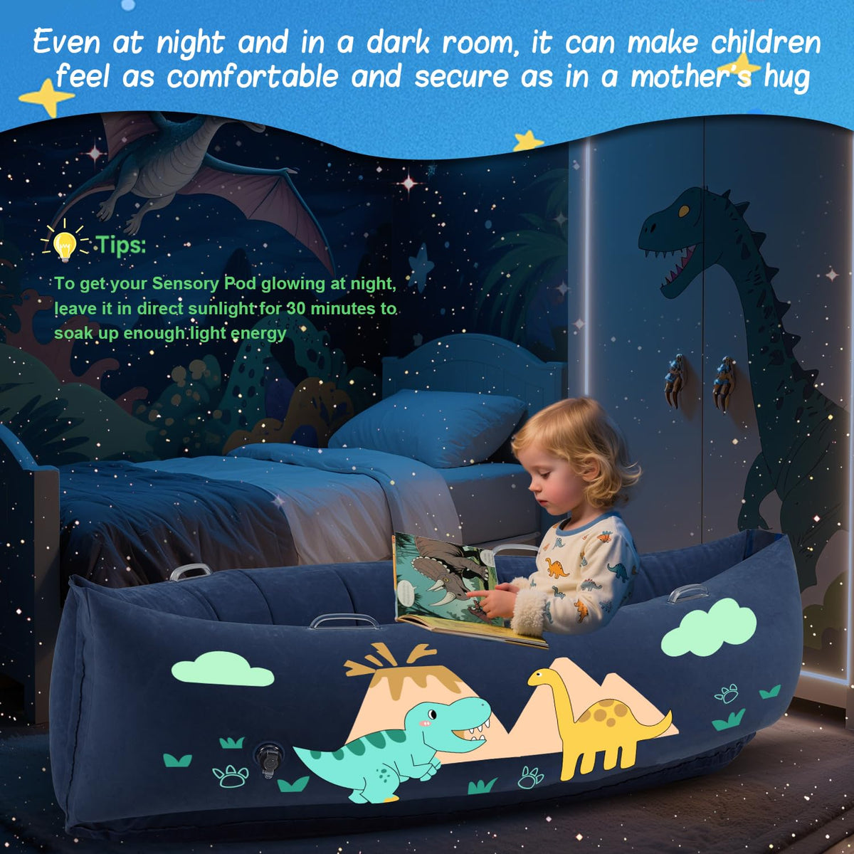 Inflatable Sensory Pea pod Chair for Kids, 152cm Sensory Peapod Canoe