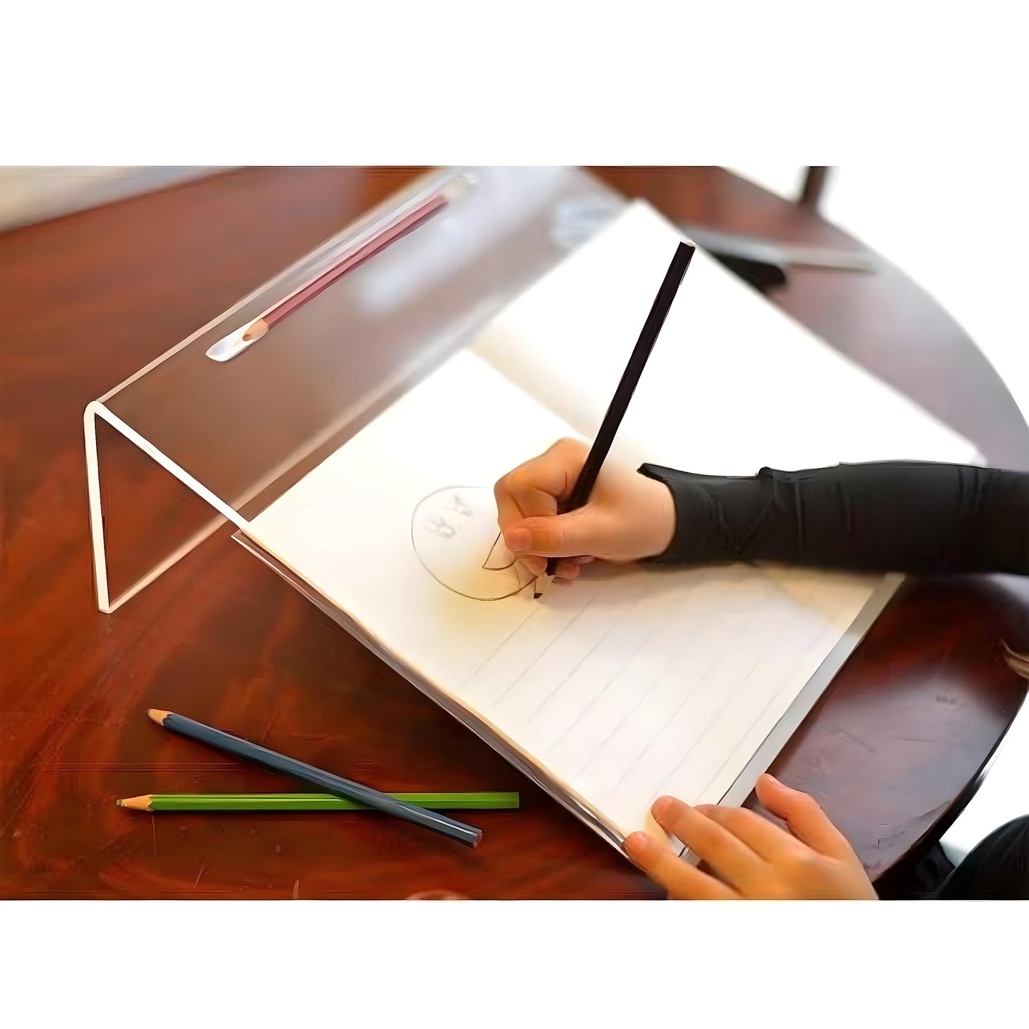 Clear Acrylic Ergonomic Writing Slope, Extra Wide For Better Writing Posture, 20 Degree Angle