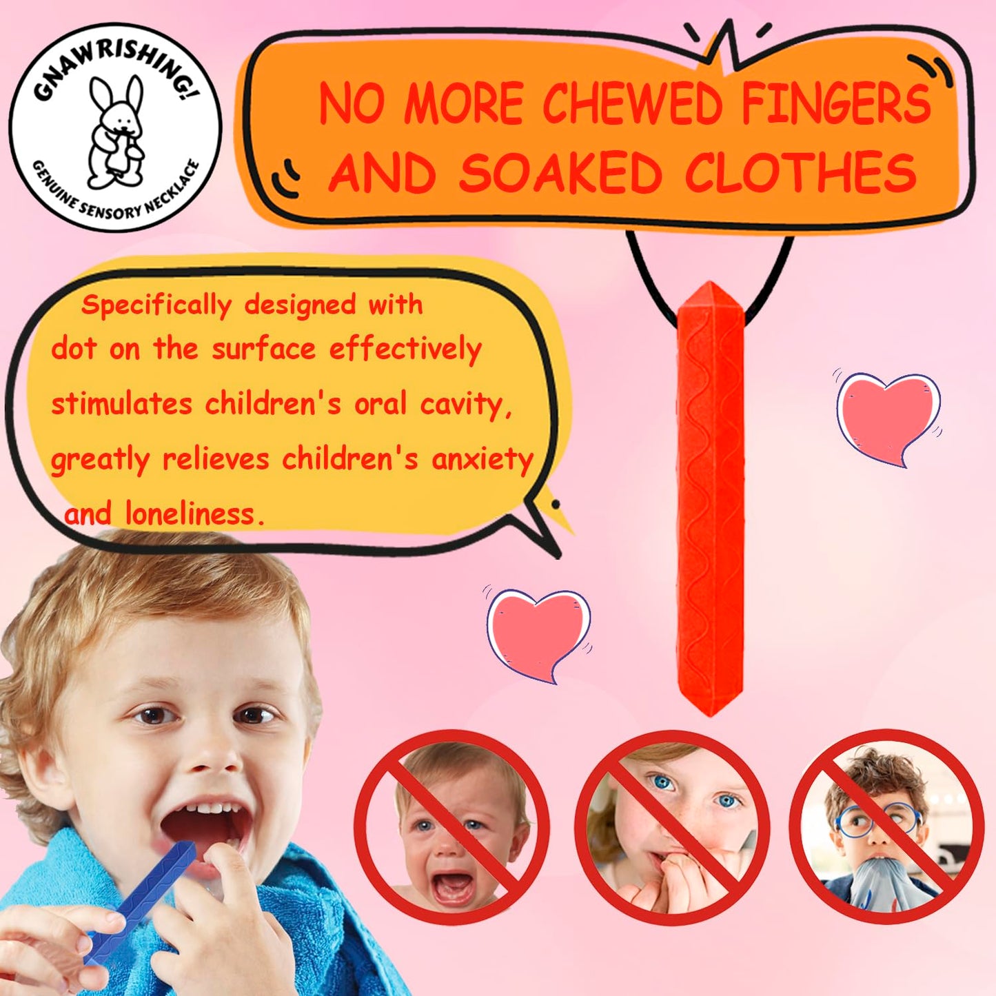 GNAWRISHING Chew Necklaces for Sensory Kids 8 Pcs Diamond Shape Sensory Chewy Toys for Autism Girl and Boy, ADHD Toddler, Adult