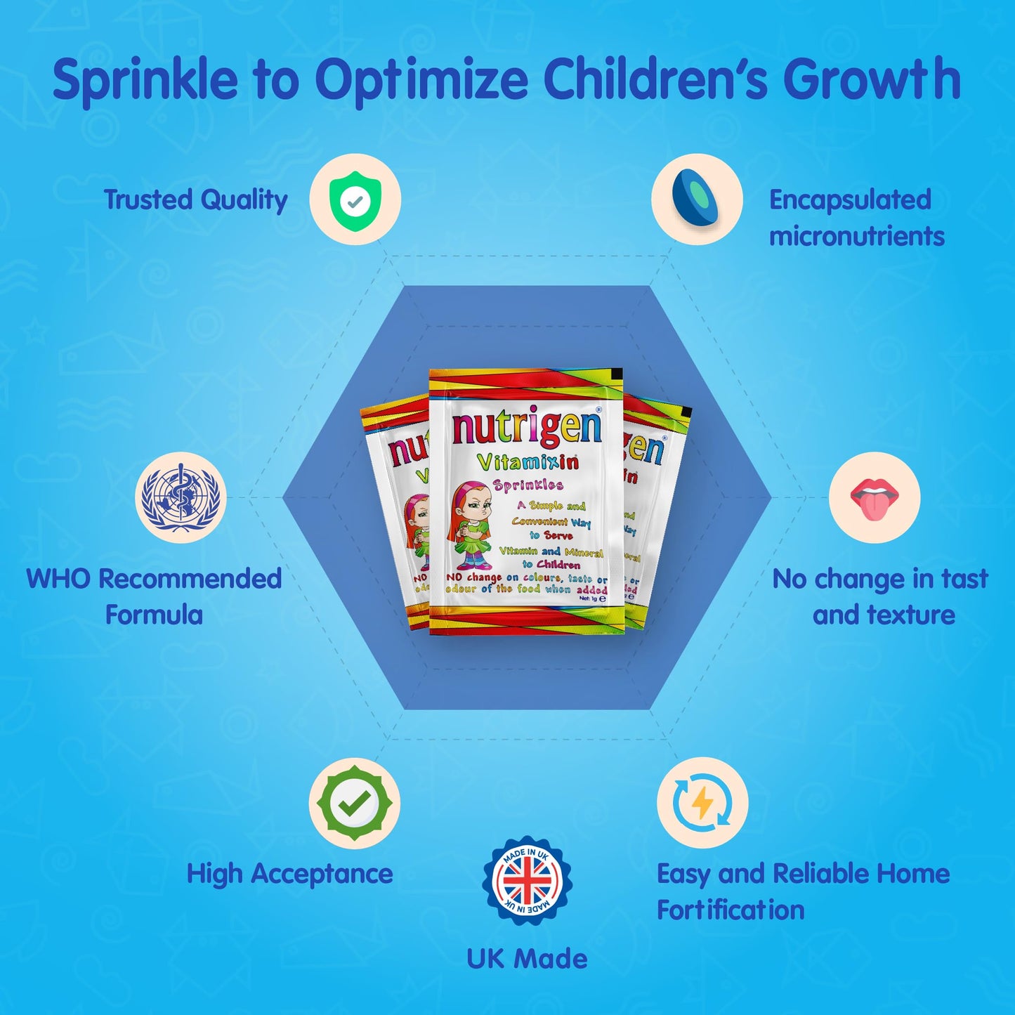 Nutrigen Vitamixin Sprinkles – multivitamin and Mineral Powder for Toddlers and Young Children. Encapsulated micronutrients to Improve Acceptance and Effectiveness in The Body, 30 sachets
