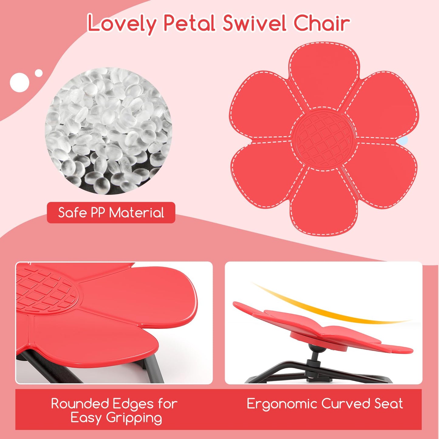 COSTWAY Kids Sensory Swivel Chair, 360° Spinning Seat with Non-Slip Metal Base, Indoor Outdoor Toddler Sit and Spin Wobble Chair Sensory Toys for Autistic