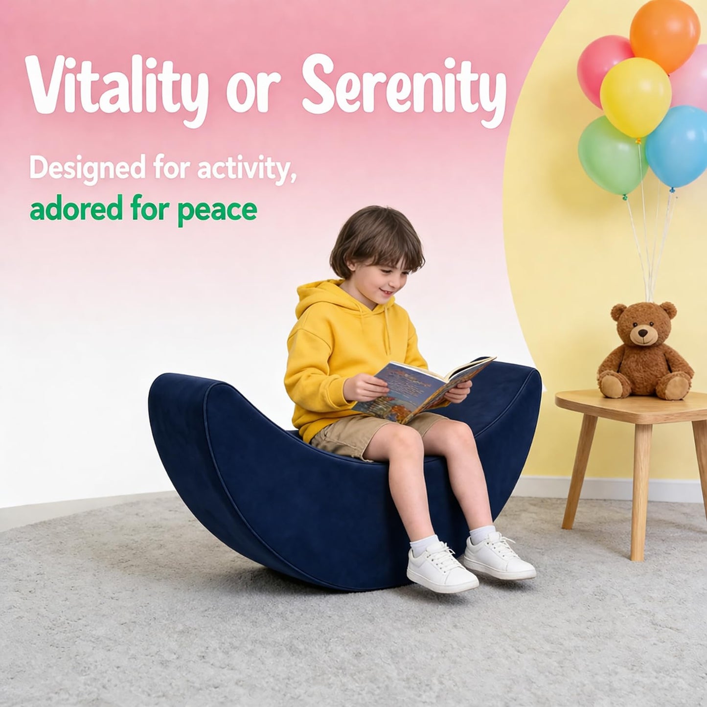 High-Density Foam Cushion Cloud Balance Sensory Rocking Chair for Kids