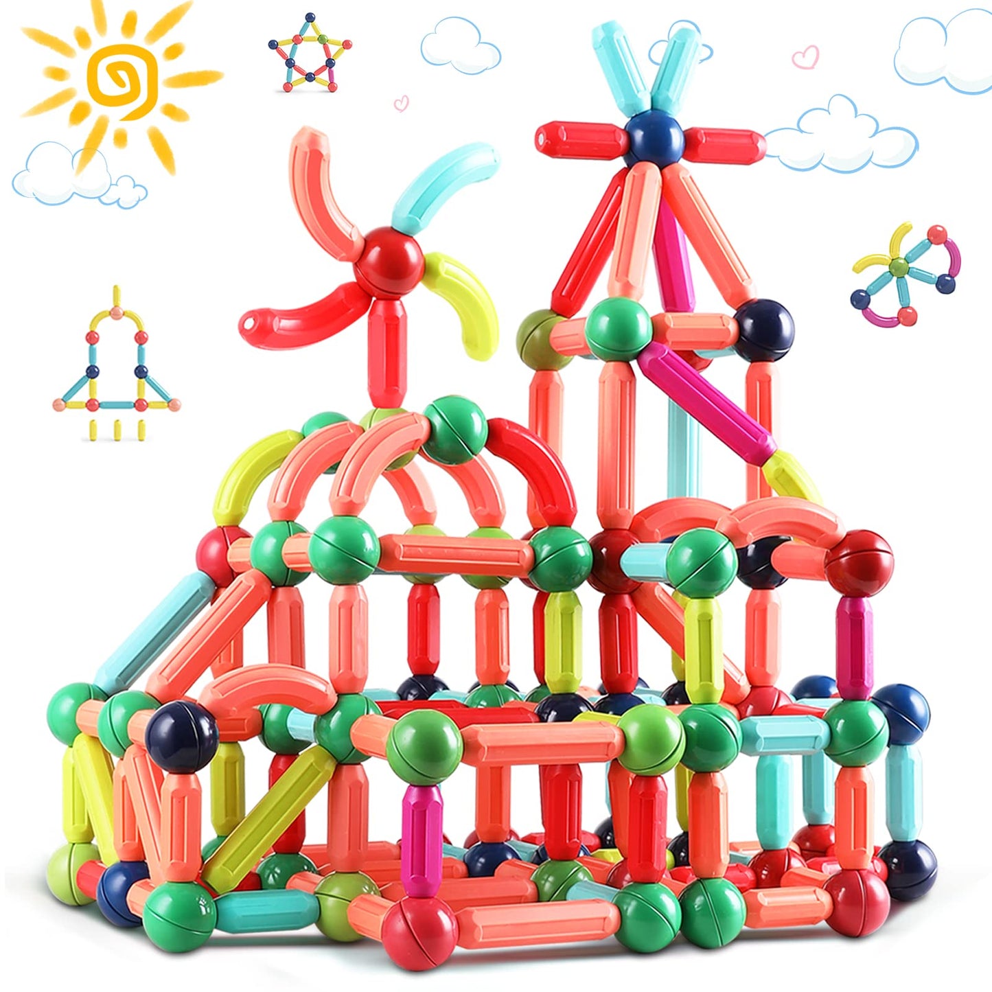 BAKAM Magnetic Building Blocks for Kids Ages 4-8, STEM Construction Toys for Boys and Girls