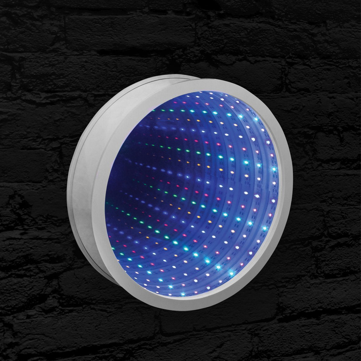Playlearn White Infinity Mirror | Light Up Sensory White Mirror 25cm Multi-Colour 42-LED