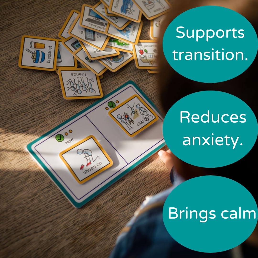 Now and Next Board with hook coins to support visual communication, routine, transition for autism, adhd, speech and language, learning difficulties, preschoolers and early years. (Green)