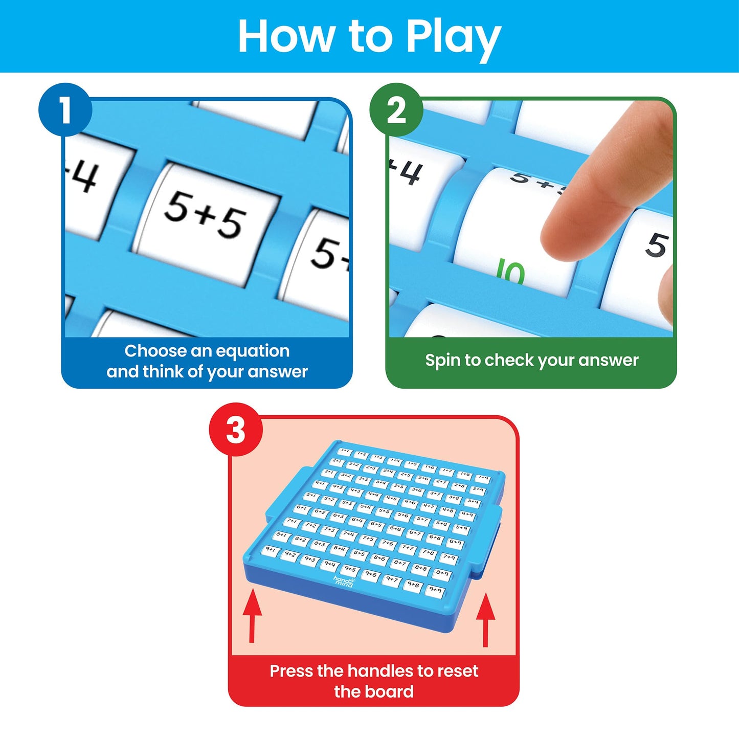 Learning Resources Addition Practice Board, Ages 3+, Learn Addition, Self-Checking Activity Board for Independent Learning, Solve 81 Maths Problems