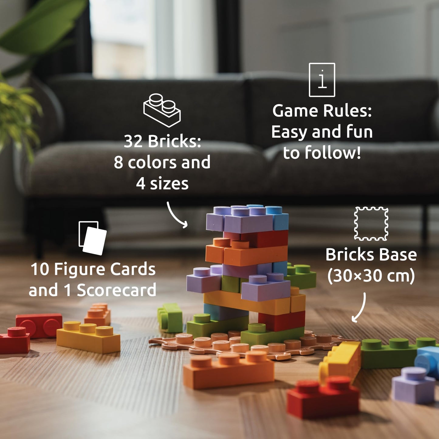 ORTOTO 32-Piece Set 'World of Sensory Soft Bricks' –Stacking Toy for Creative Play, Soft Building Blocks for Sensory Development, Block game