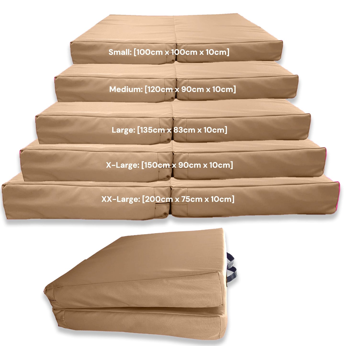 Bi Fold Crash Mat, Two Fold Gym Mat for Landing, Tumbling, Yoga Crashing Falling [100cm x 100cm, Beige]