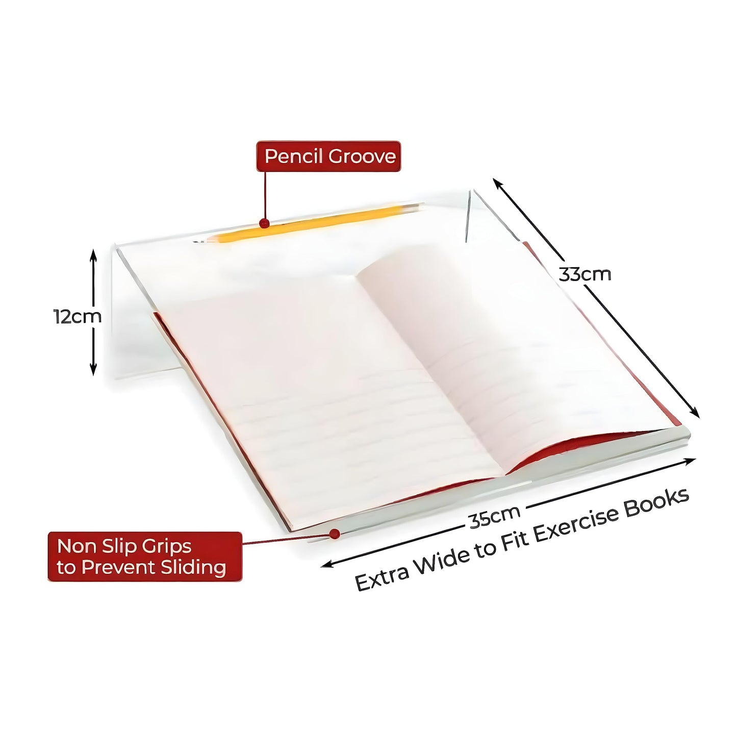 Clear Acrylic Ergonomic Writing Slope, Extra Wide For Better Writing Posture, 20 Degree Angle