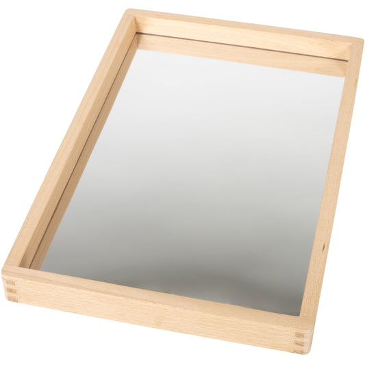 tickit Small Wooden Mirror Tray – Child-Sized Reflective Tray for Sensory Play, Imaginative Learning, and Speech Development, Durable Wooden Frame