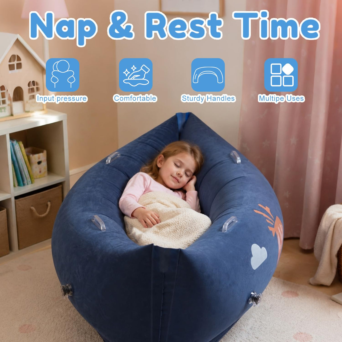 Inflatable Sensory Pea pod Chair for Kids, 152cm Sensory Peapod Canoe