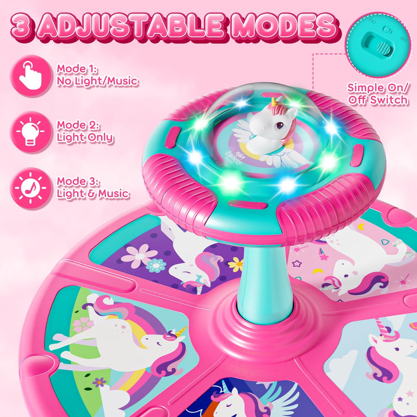 Lehoo Castle Sensory Toys for Toddlers 1-3 Girls, Toddler Sensory Toys for Autism with Lights and Music, 360° Spinning Chair for Body Balance Training, Sensory Seat Birthday Gift for Kids 2-4