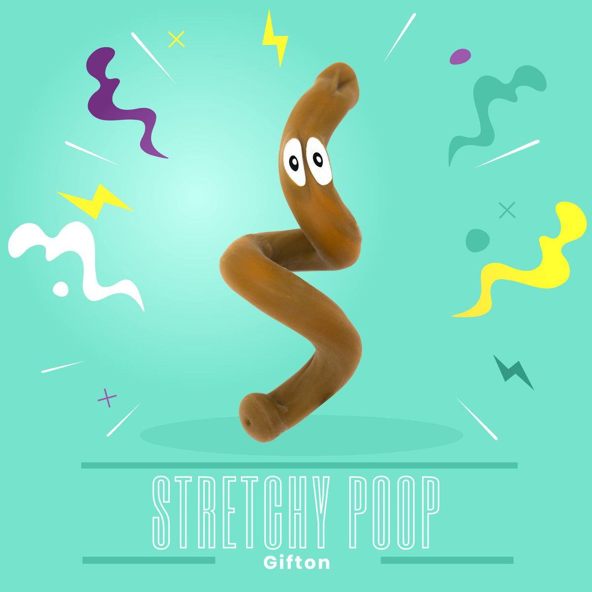 Gifton - Stretchy Poo Stress Relief Ball Fake Poop - Novelty Squishy Squeeze Sensory Fidget Toy - Gift for Boy Girl Teen Kids - Funny Birthday Present for Adults Men Women - Christmas Stocking Filler