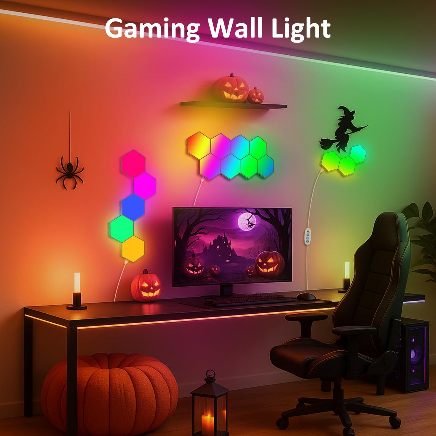 Kangtaixin Hexagon LED Lights – 8 Pack Hex Wall Light RGB Gaming Panels, Hexagonal Smart Light Sync to Music for Room Decor, Bar, Gaming Setup, Bedroom Wall