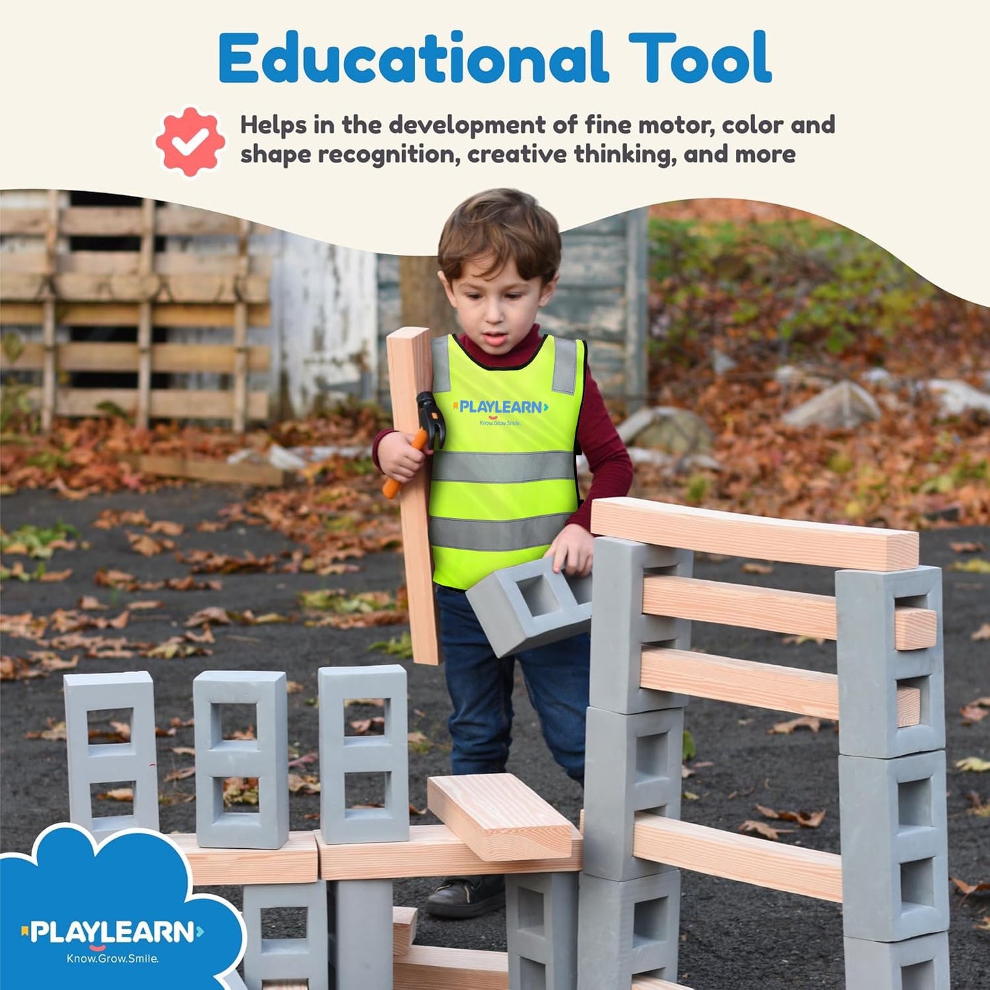 Playlearn Life Size Foam Breeze Block/Brick Construction Building Blocks Toy Role Play