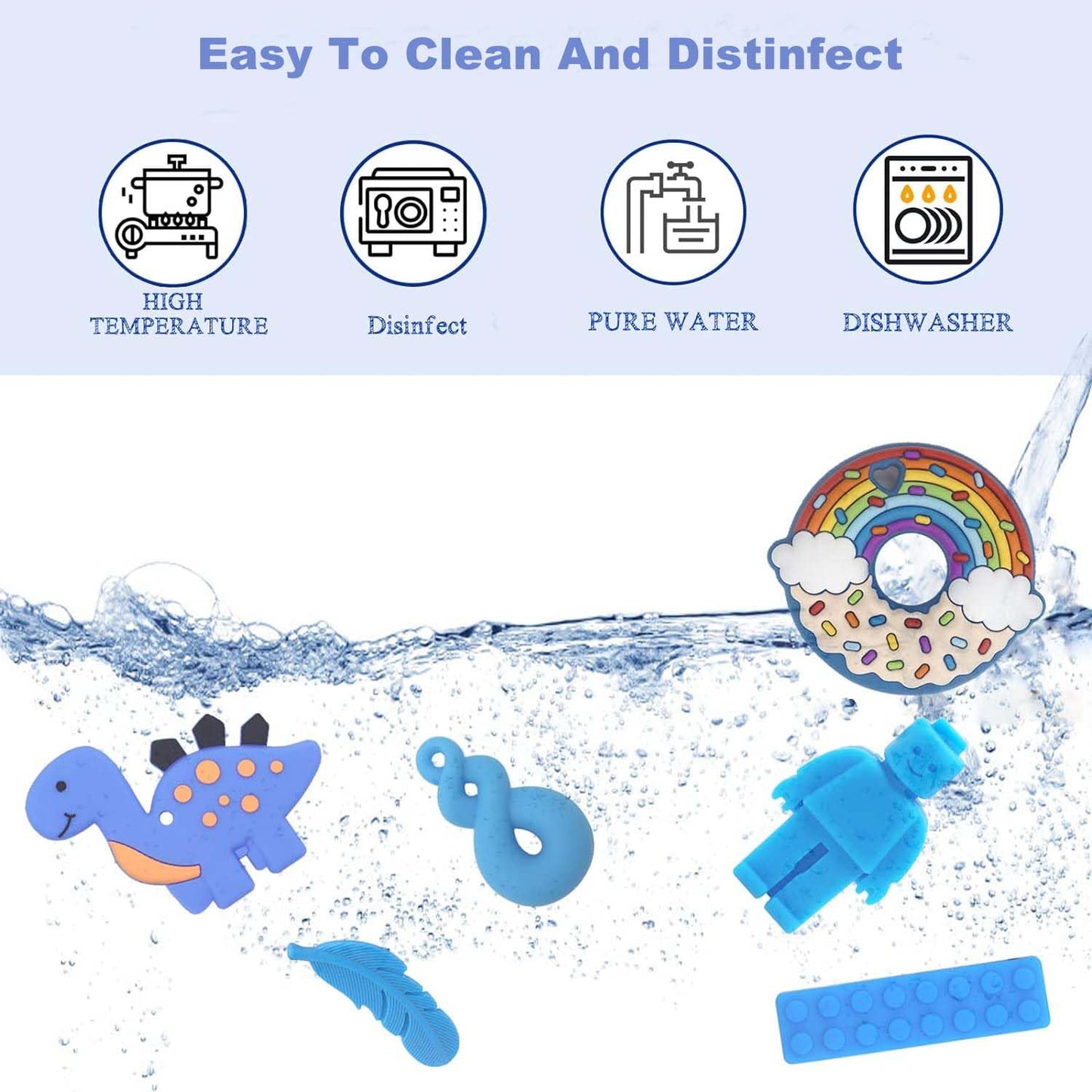 6 PCS Sensory Chew Necklace - Chew Toys for Autistic Children Safety Food Grade Silicone for Kids Toddlers ADHD, Autistic, Biting Needs, Chew Pendant Toy with Adjustable Buckle