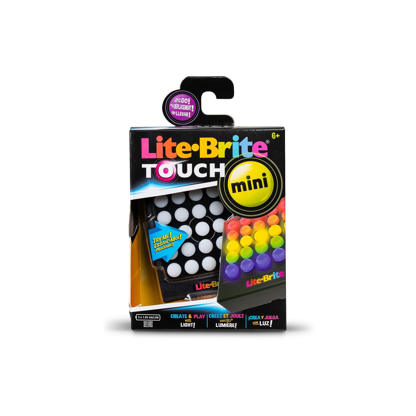 Basic Fun Lite Brite Touch Mini – Portable Light-Up Peg Art Toy for Kids | Creative LED Drawing Board with Templates Suitable for Age 6+