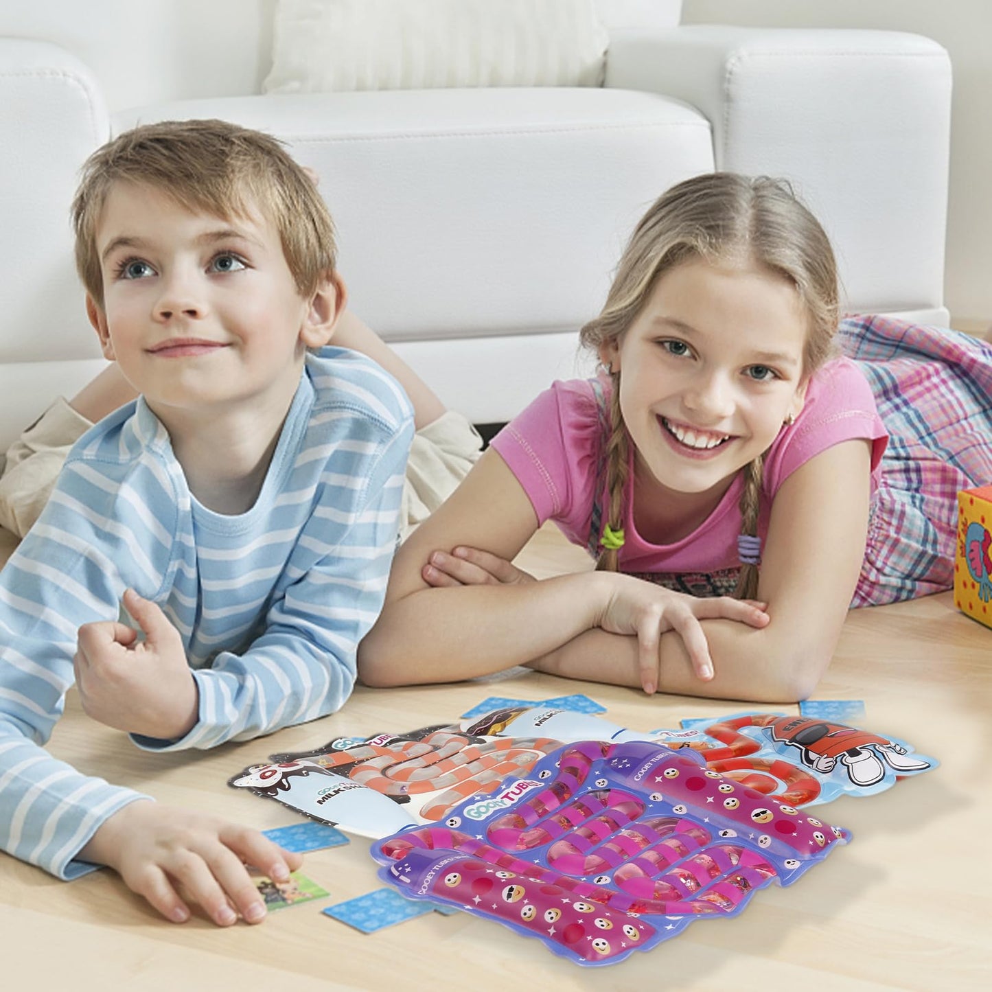 Squeeze Sensory Tubes Fidget Toys,Squeezable Sensory Boards,Squishy Sensory Tubes Filled with Colorful Goo,Glitter and Beads,Non-Toxic,No-Mess,Squeezable Fidget,Stress & Anxiety Relief