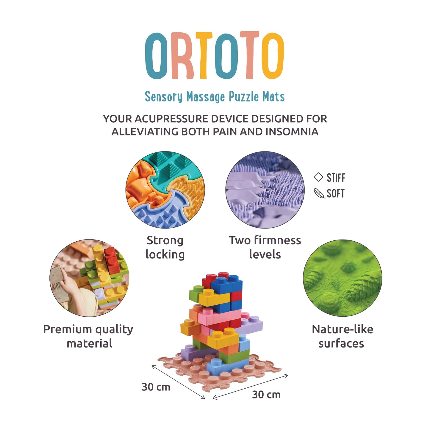 ORTOTO 32-Piece Set 'World of Sensory Soft Bricks' –Stacking Toy for Creative Play, Soft Building Blocks for Sensory Development, Block game