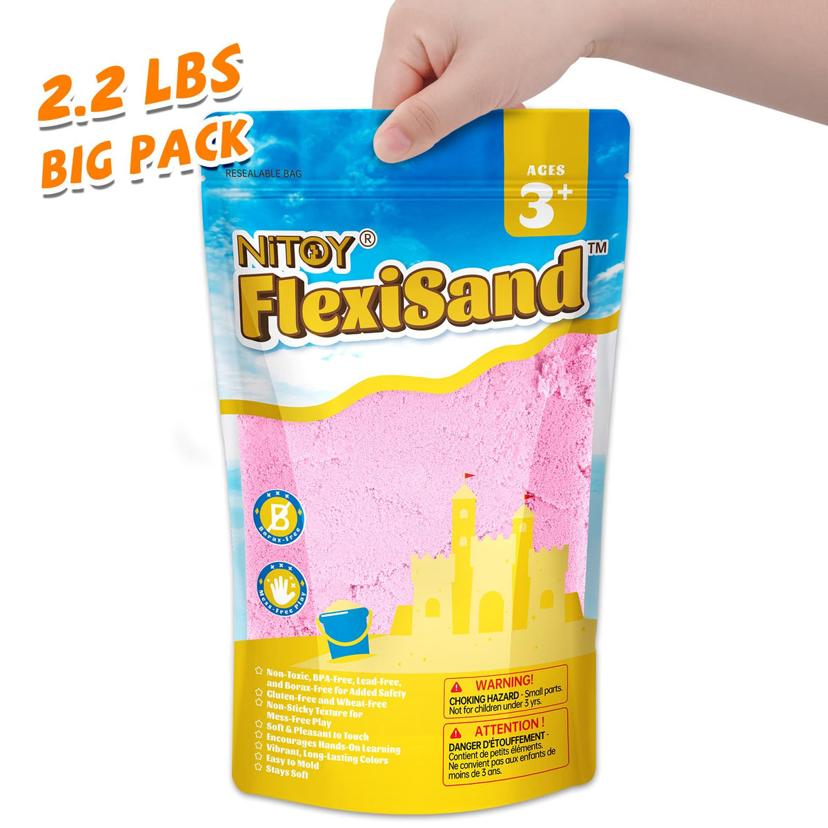 NiToy FlexiSand 2.2Lbs/1kg Mouldable Play Sand Refill, Pink