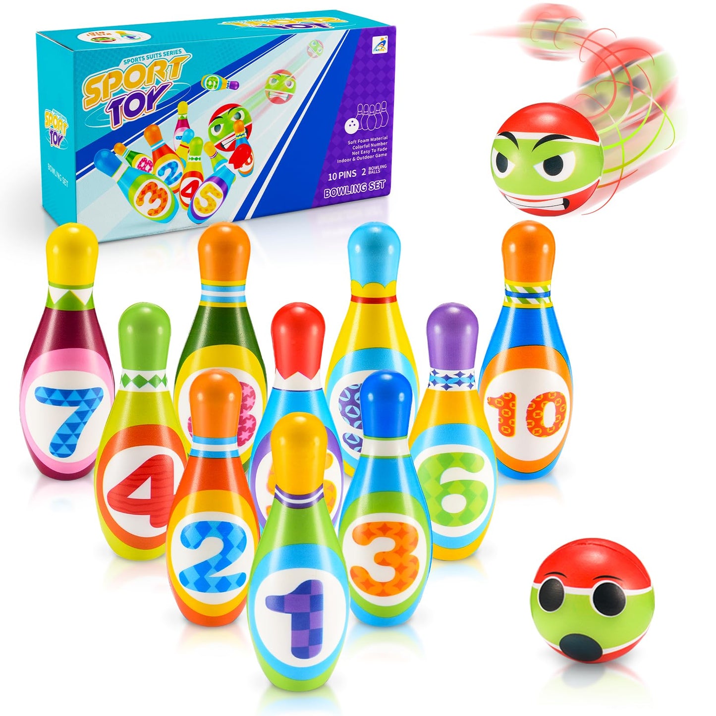 Qukir Bowling Set Kids, Toys for 2 3 4 Year Old Boy Girl Gift for 1-6 Year Olds Boys Toys Age 3-5 Toddler