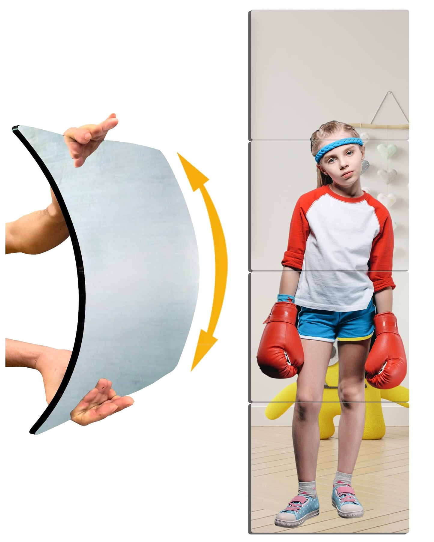 Kids Safety Unbreakable Mirror Extra Thick1/8 56"x14",Acrylic shatterproof Mirrors, Non-Glass Cheap Body Mirror Home Gym Mirrors Full Length Wall, Bedroom Wall-Mounted Door Mirror