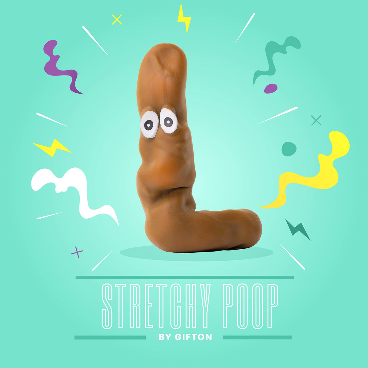 Gifton - Stretchy Poo Stress Relief Ball Fake Poop - Novelty Squishy Squeeze Sensory Fidget Toy - Gift for Boy Girl Teen Kids - Funny Birthday Present for Adults Men Women - Christmas Stocking Filler