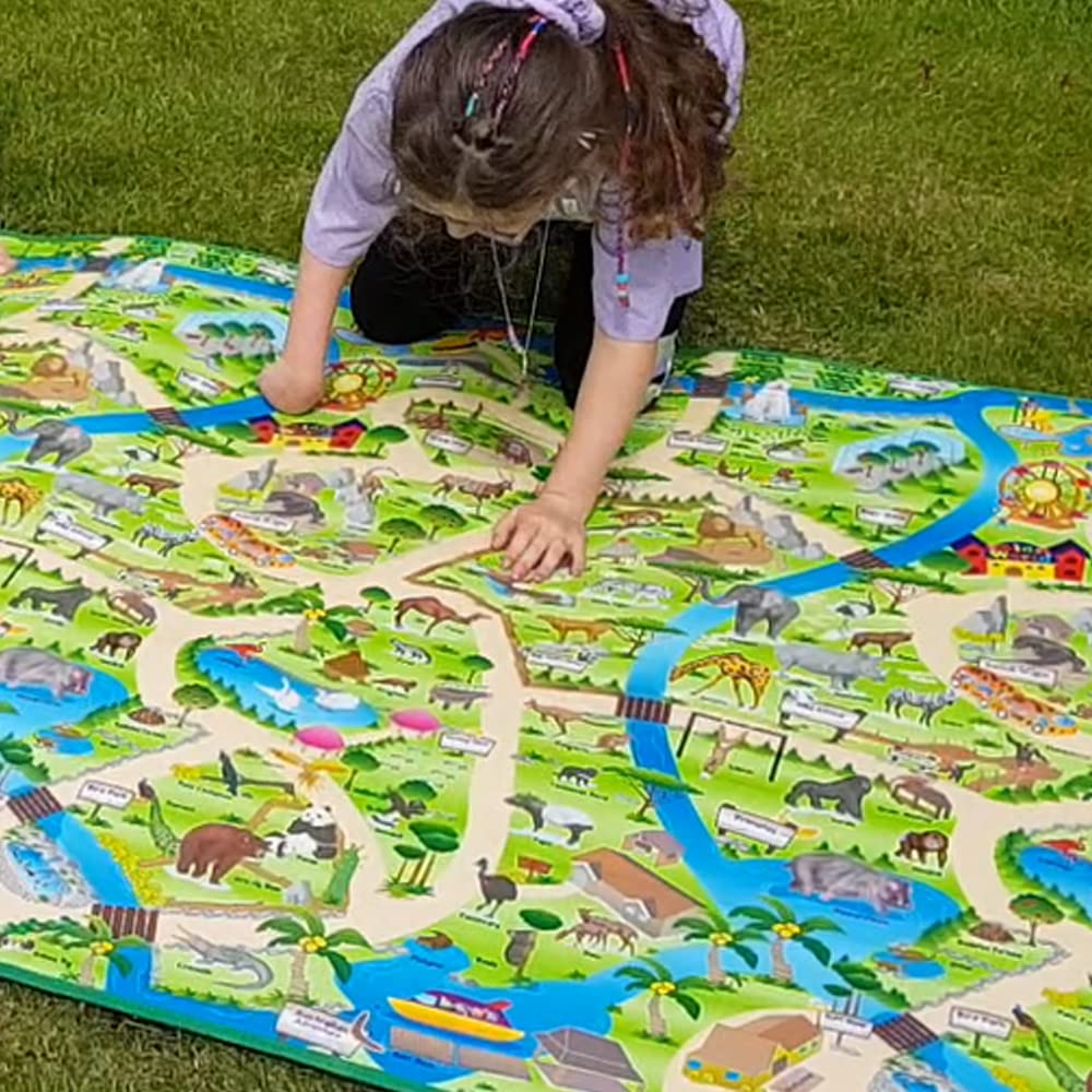 EDUK8 Worldwide Limited Children's Padded Play Mat - Wipe Clean & Water Resistant for Use Indoors & Outdoors, 120 x 100 cm, Great for Education & Play (120 x 200 cm, Zoo)