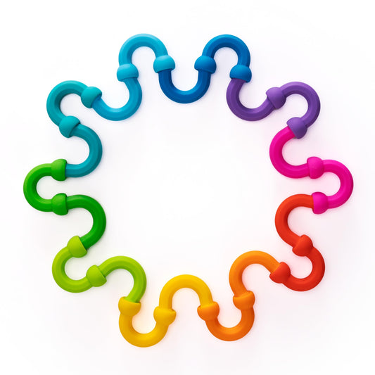 Fat Brain Toys Plip Links | Bendy Silicone Link Connector Toys that Close and Open with a Pop | Sensory Toys for Kids | Creative Building Toys, [Multiple Colors]