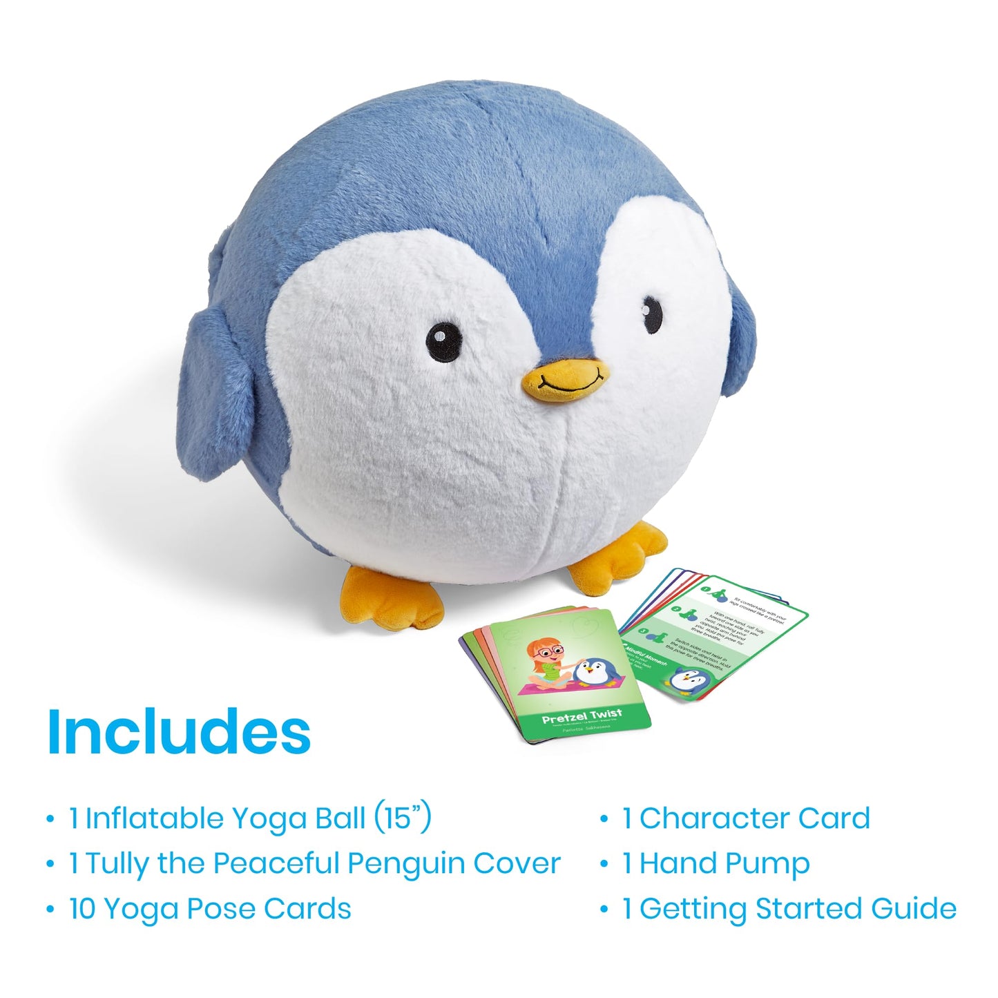 hand2mind Penguin BubblePlush Yoga Ball Buddy, Yoga for Kids, Calming Corner for Elementary Students, Kids Exercise Equipment, Active Play for Ages 3 and Up