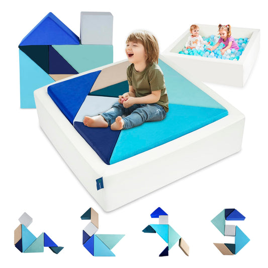 Heypappy Kids Play Sofa, Tangram Square Puzzles Couch Furniture, Modular Kids Play Couchs Furniture, Puzzle Solving Couchs Building Fort for Playroom Bedroom Boys Girls Teens, Ocean