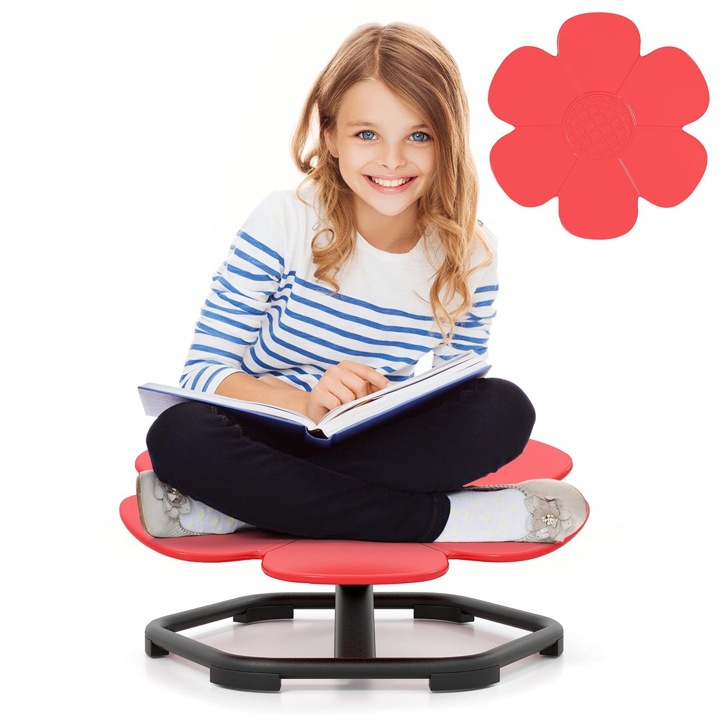 COSTWAY Kids Sensory Swivel Chair, 360° Spinning Seat with Non-Slip Metal Base, Indoor Outdoor Toddler Sit and Spin Wobble Chair Sensory Toys for Autistic