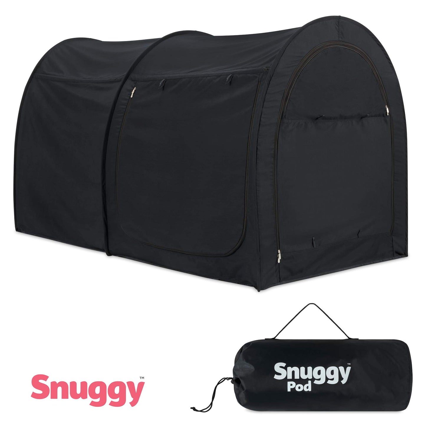 Snuggy Pod Bed Canopy - Blackout (Single) | Sensory-Friendly Enclosed Pop-Up Bed Tent for Kids & Adults | Indoor Sleep Pod for Privacy & Light Control | Lightweight, Breathable & Foldable Design