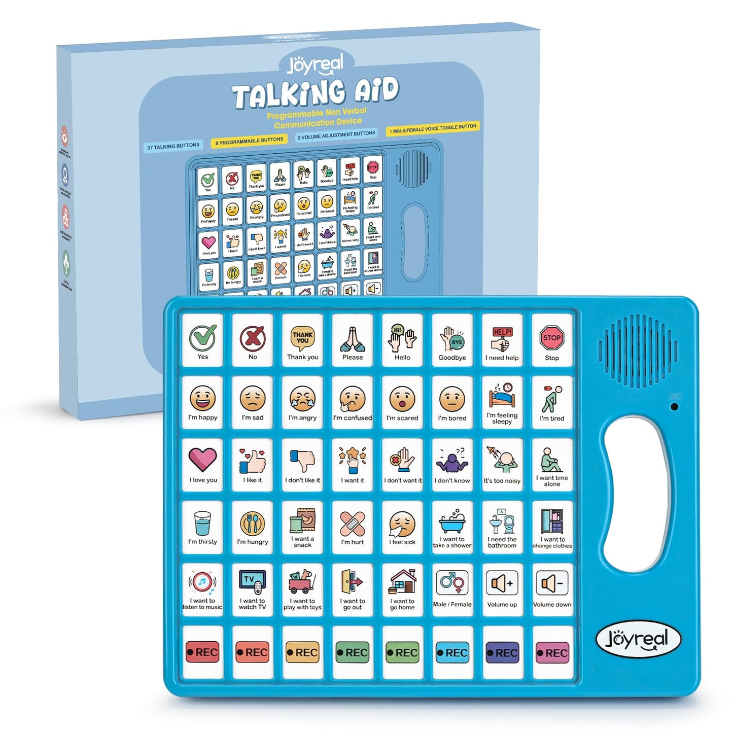 Joyreal AAC Device for Autism, Non Verbal Communication Tools for Speech Therapy & Stroke Rehab. Augmentative Alternative Communication Tablet, Autism Talking Aids with 8 Programmable Buttons